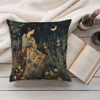 Moonlit Girl Flower Pillow