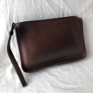 Dark brown leather clutch