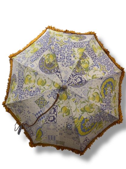 Retro floral tassel long handle umbrella