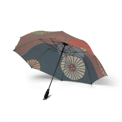Japanese round fan pattern folding umbrella - Image 3