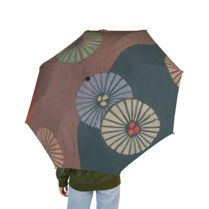 Japanese round fan pattern folding umbrella - Image 2