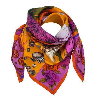 Orange light exotic beast silk square scarf - Image 6