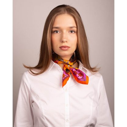 Orange light exotic beast silk square scarf - Image 5