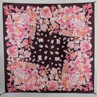 Vintage Floral Silk Square Scarf