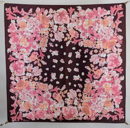 Vintage Floral Silk Square Scarf