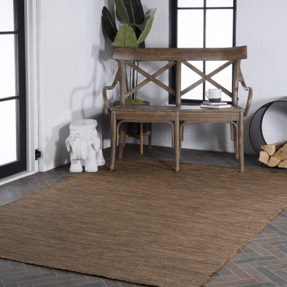 Natural style plain outdoor woven rug - Image 14