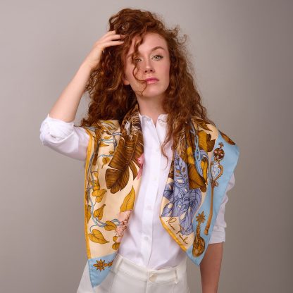 Natural Fantasy Silk Print Square Scarf - Image 3