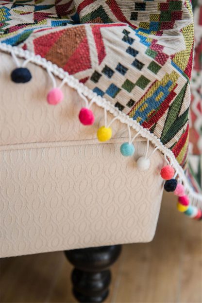 Ethnic geometric print pompom curtains - Image 6
