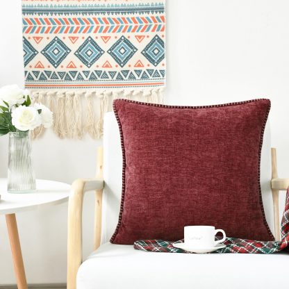 Burgundy chenille pillow - Image 4