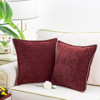 Burgundy chenille pillow