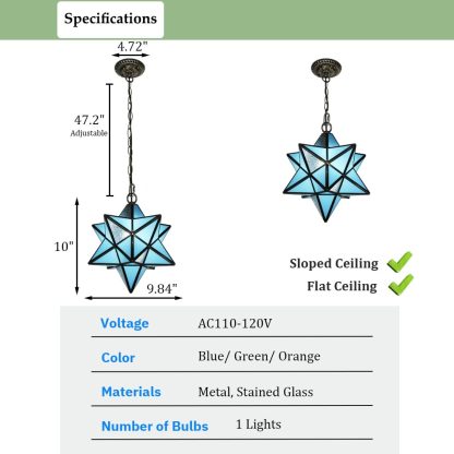 Tiffany stained glass star chandelier - Image 9