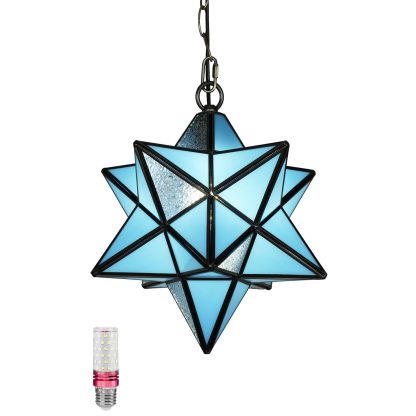 Tiffany stained glass star chandelier - Image 8