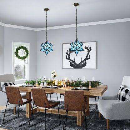 Tiffany stained glass star chandelier - Image 7