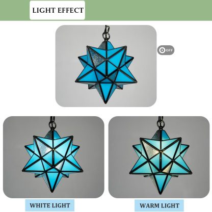 Tiffany stained glass star chandelier - Image 6