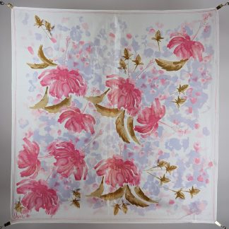 Watercolor floral silk scarf