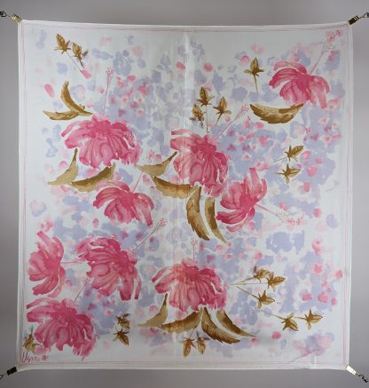 Watercolor floral silk scarf