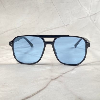 Trendy black frame double-bridge sunglasses