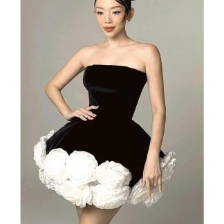Black tube top mini skirt