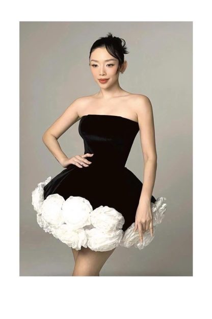 Black tube top mini skirt