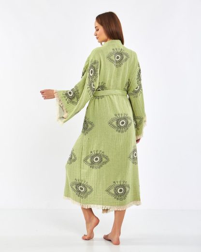 Mysterious Eye Pattern Linen Robe - Image 5