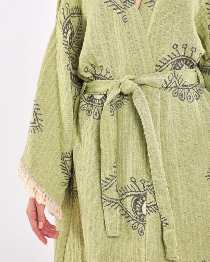 Mysterious Eye Pattern Linen Robe - Image 4