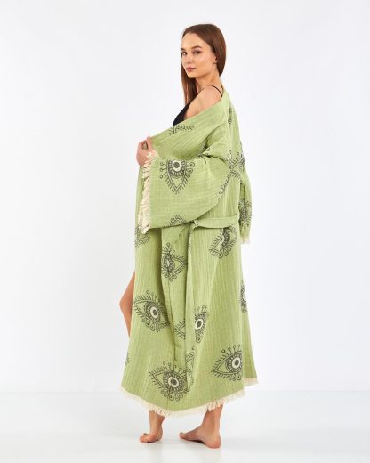 Mysterious Eye Pattern Linen Robe - Image 3