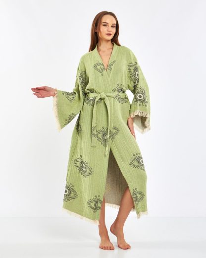 Mysterious Eye Pattern Linen Robe - Image 2