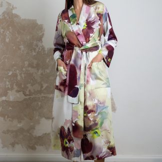 Floral print long robe