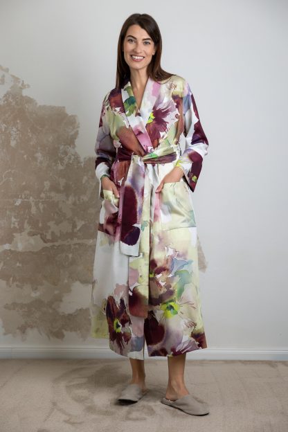 Floral print long robe