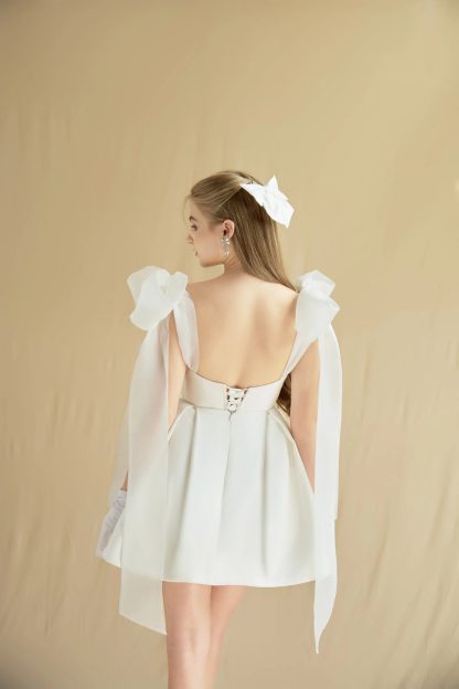Sweet bow satin dress - Image 6