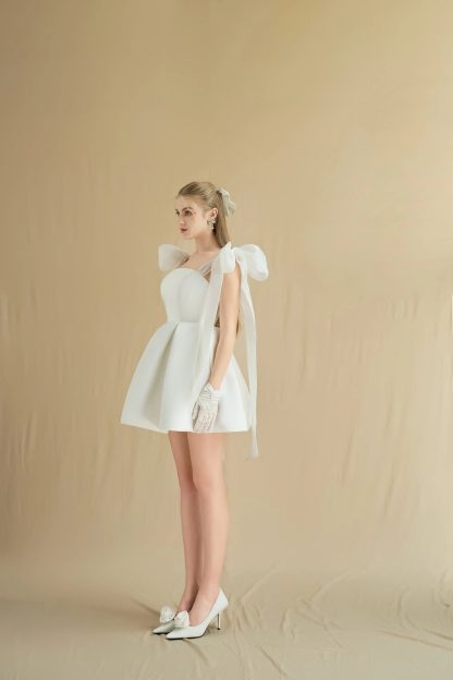 Sweet bow satin dress - Image 5