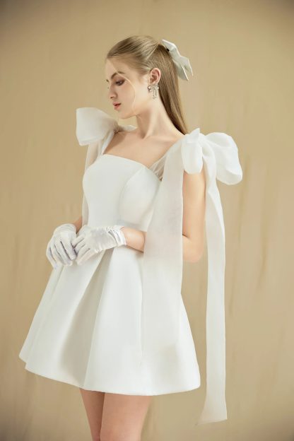 Sweet bow satin dress - Image 2