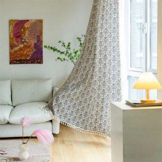 Retro pattern tassel curtains