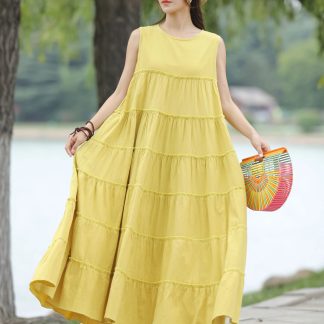 Yellow sleeveless dress