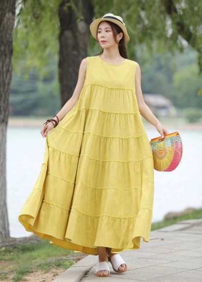 Yellow sleeveless dress