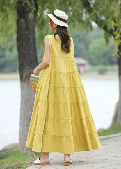 Yellow sleeveless dress - Image 3