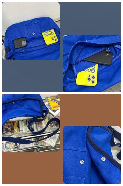 Royal blue canvas casual shoulder bag - Image 5