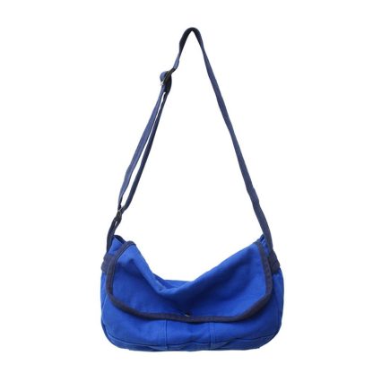 Royal blue canvas casual shoulder bag