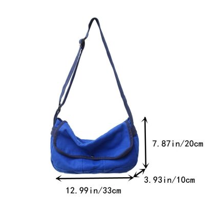 Royal blue canvas casual shoulder bag - Image 3