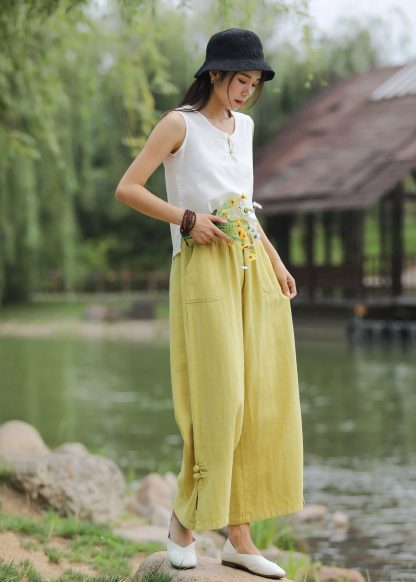 Yellow wide-leg pants - Image 2
