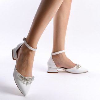 French fairy style crystal buckle wedding shoes