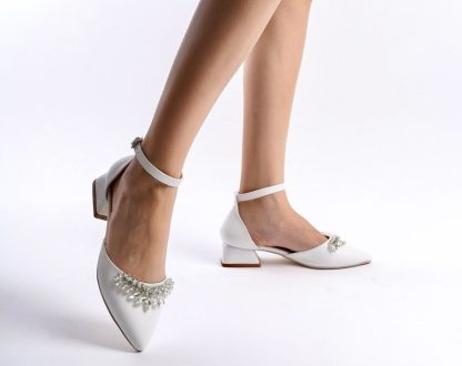 French fairy style crystal buckle wedding shoes