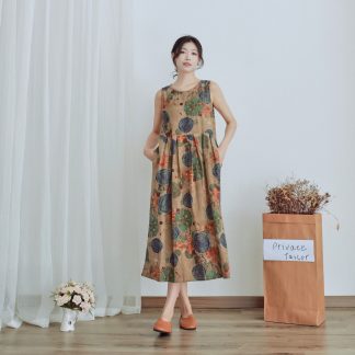 Art print sleeveless dress