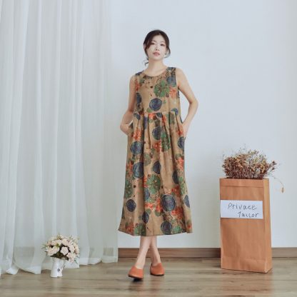 Art print sleeveless dress
