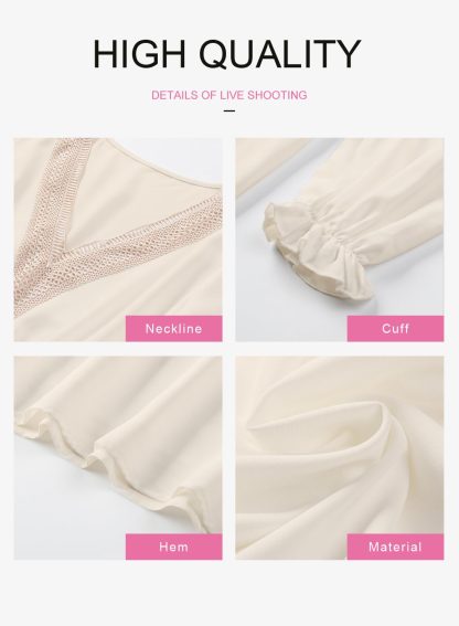 French V-neck champagne dress - Image 3