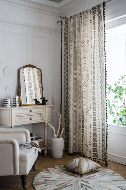 Bohemian geometric pattern curtains