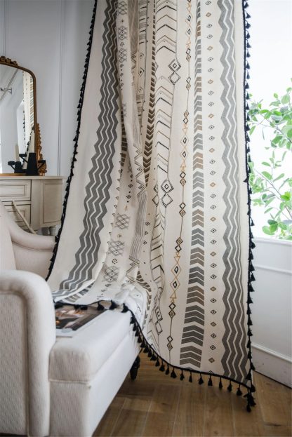Bohemian geometric pattern curtains - Image 3