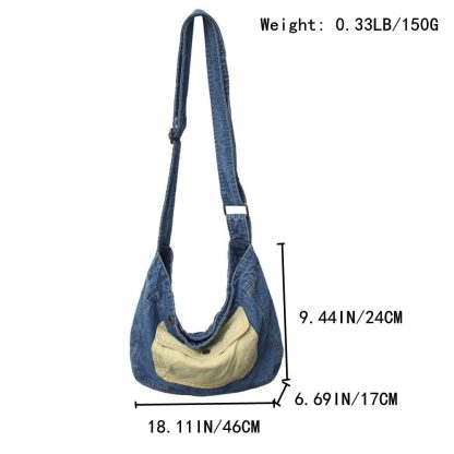 Denim Blue Contrast Canvas Shoulder Bag - Image 4