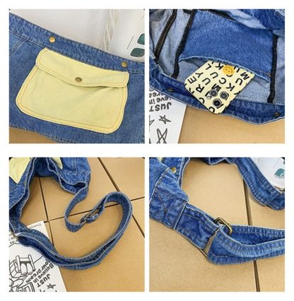 Denim Blue Contrast Canvas Shoulder Bag - Image 2