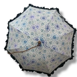 Artistic polka dot wooden handle umbrella